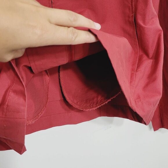 BGN Red Cotton Blend Long Sleeve Casual Zip Pocket Front Mock Collar Size Small - Picture 7 of 12